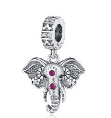 Silver-plated Niche-style Versatile Elephant Pendant With Beads – view 13