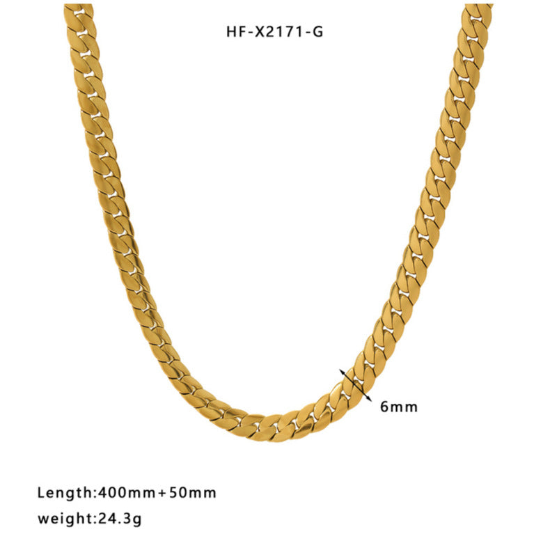 Retro Snake Bone Chain Necklace – 18K Gold Titanium Steel – view 7