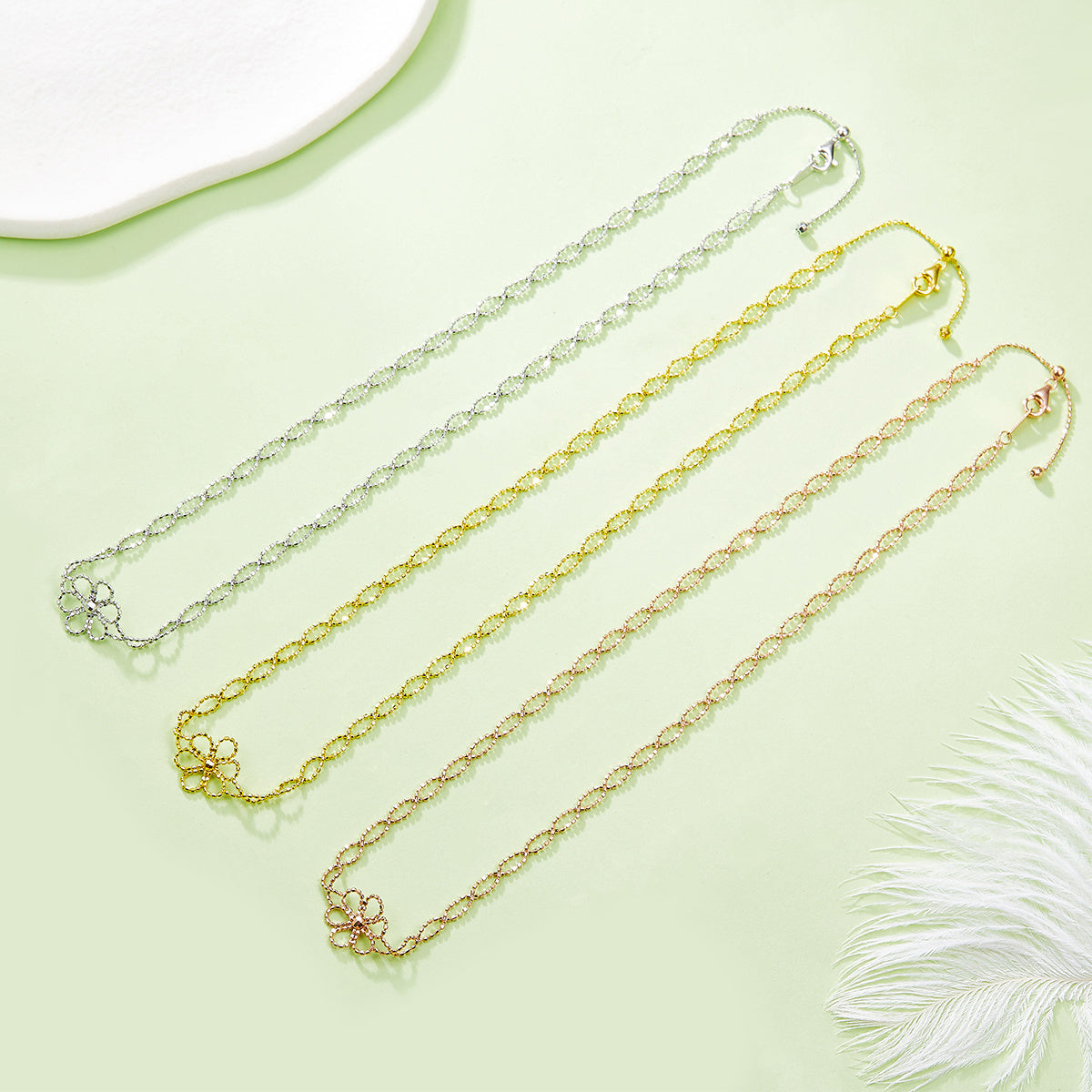 Hollow Flower Necklace – S925 Silver, Adjustable, 3 Colours – view 7