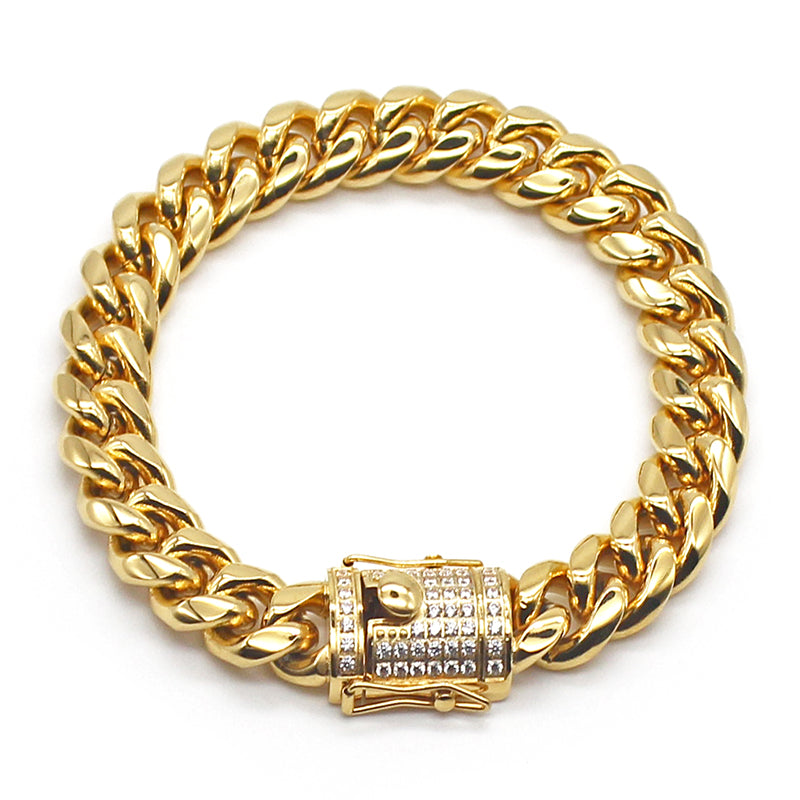 Cuban Trend Titanium Steel Gold Plated Zircon Bracelet For Men – view 5