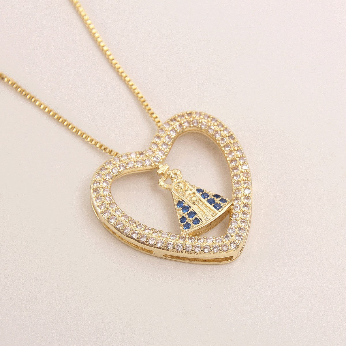Trendy Religious Necklace – Madonna Cross Charm B – view 5