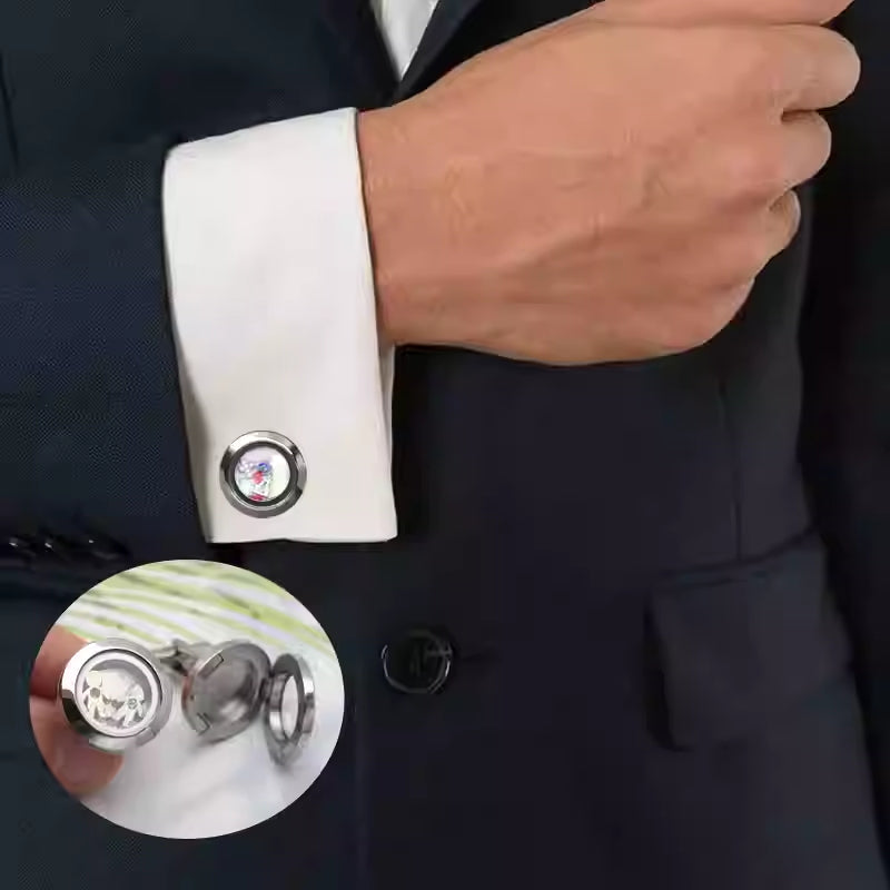 Men's Stainless Steel Round Cufflinks For Formal French-Collar Shirts – view 5