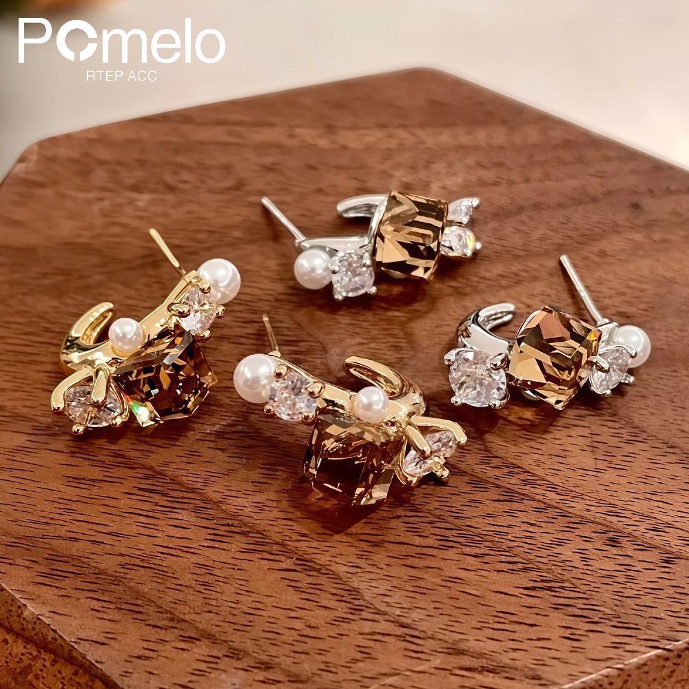 Coffee Curved Stud Earrings – Autumn Maillard Style – view 5