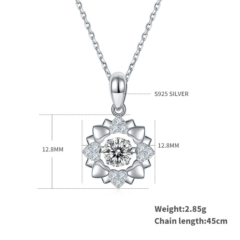 0.5ct Moissanite Flower Pendant Necklace – S925 Platinum Plated – view 6