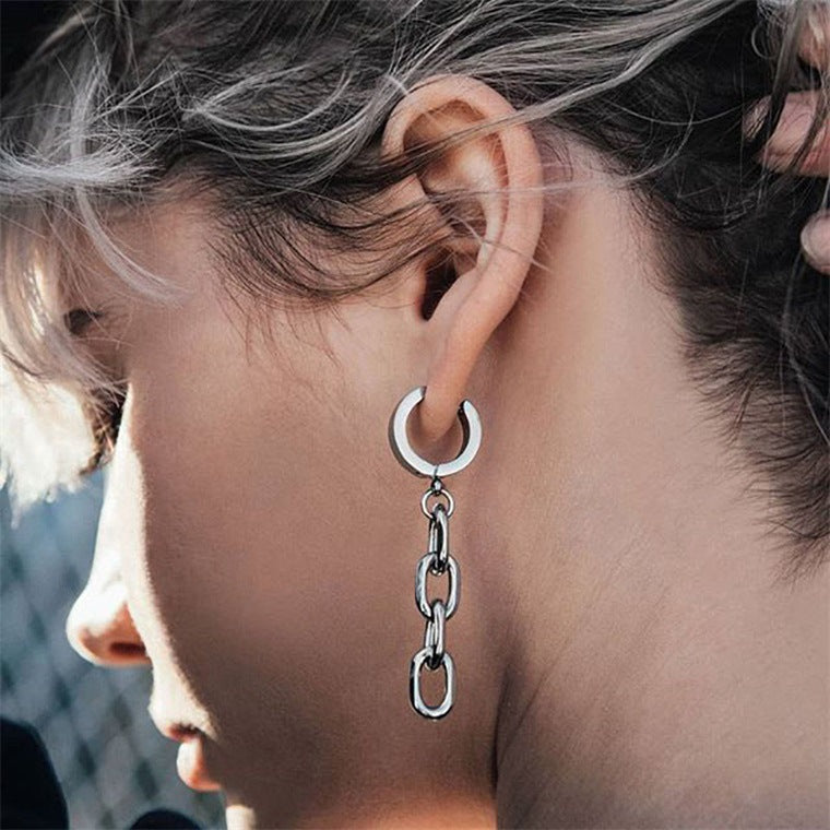 Stainless Steel Chain Stud Earrings For Men And Women – view 6