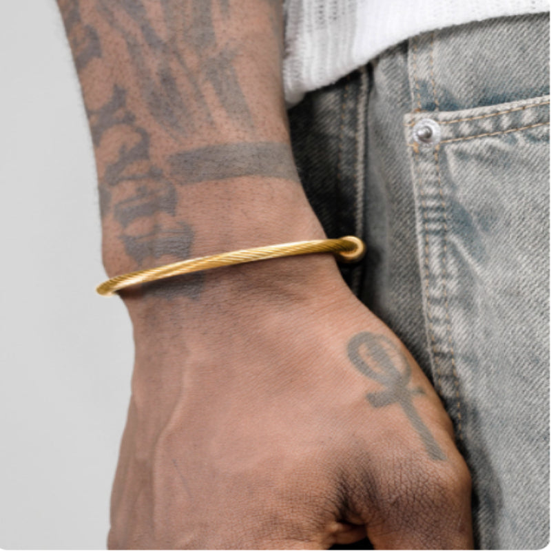 Personalized Titanium Steel Twist 18K Gold Bracelet For Men And Women – view 4