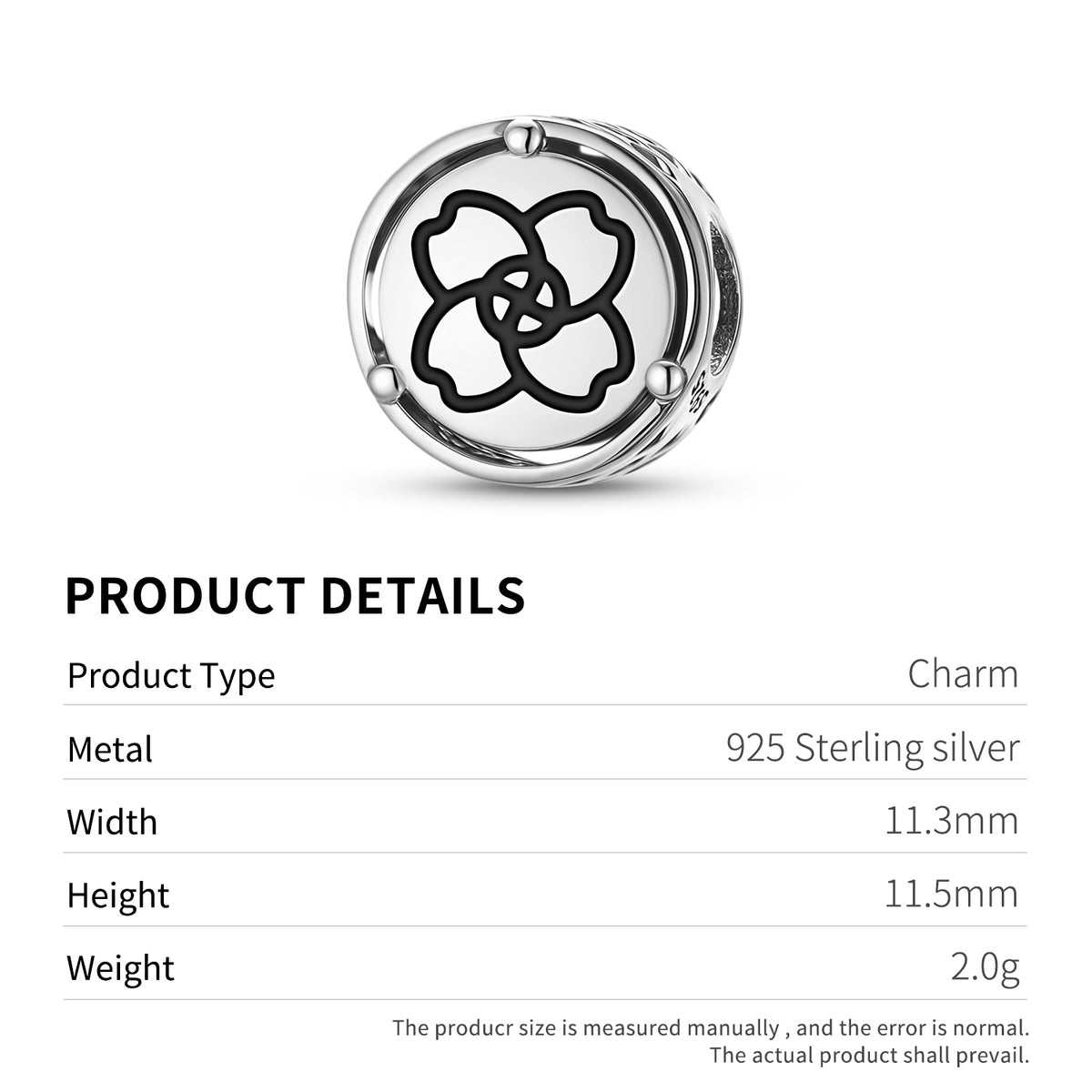 Syringa Bush Motif Charm – 925 Sterling Silver – view 3