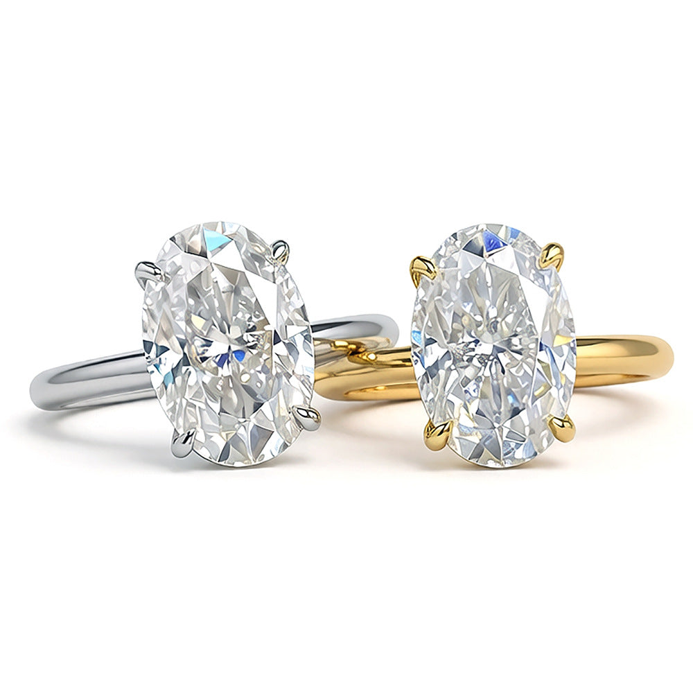 Oval Moissanite Ring In S925 Silver With 18K Gold Plating For Women – view 5