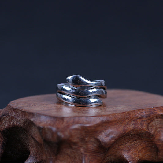 Retro Ring, Punk-style Double-layer Snake-shaped Mens Ring