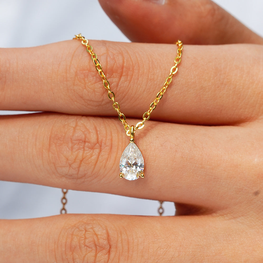 Womens 14K Gold-Plated 925 Sterling Silver Moissanite Necklace – view 3