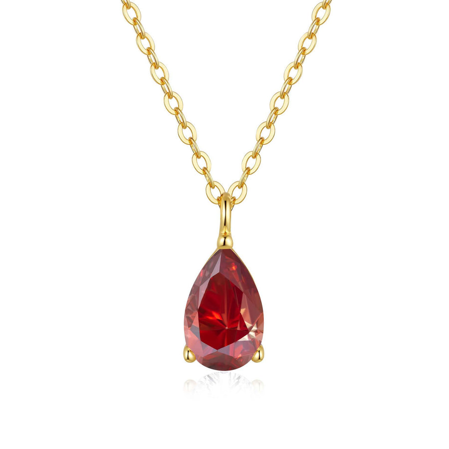 Coloured moissanite waterdrop necklace with gold-plated finish – view 13