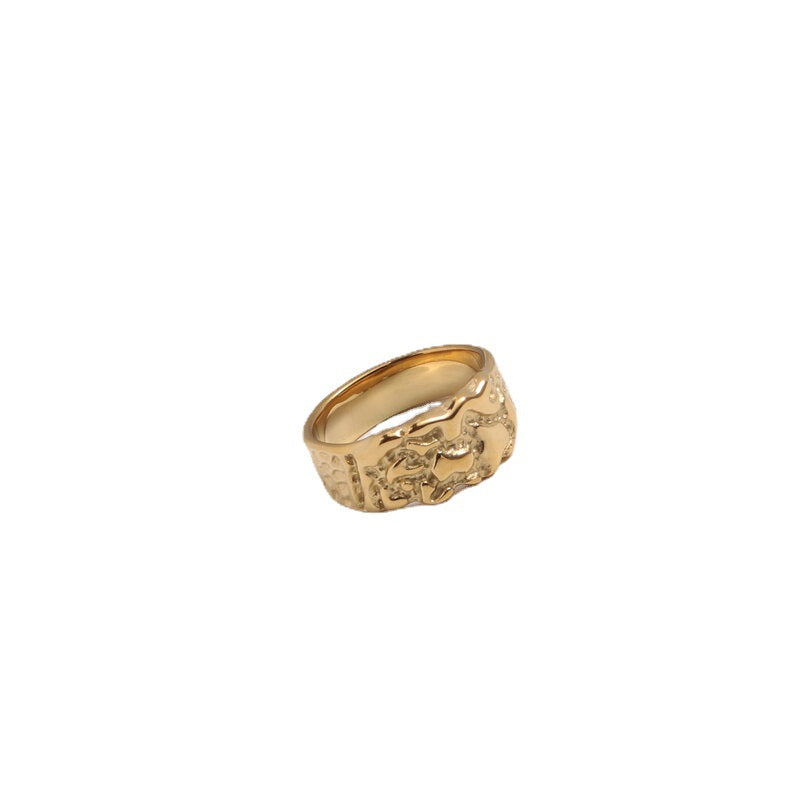 Gold Nugget Ring Titanium Steel Plated 18k Gold – view 5