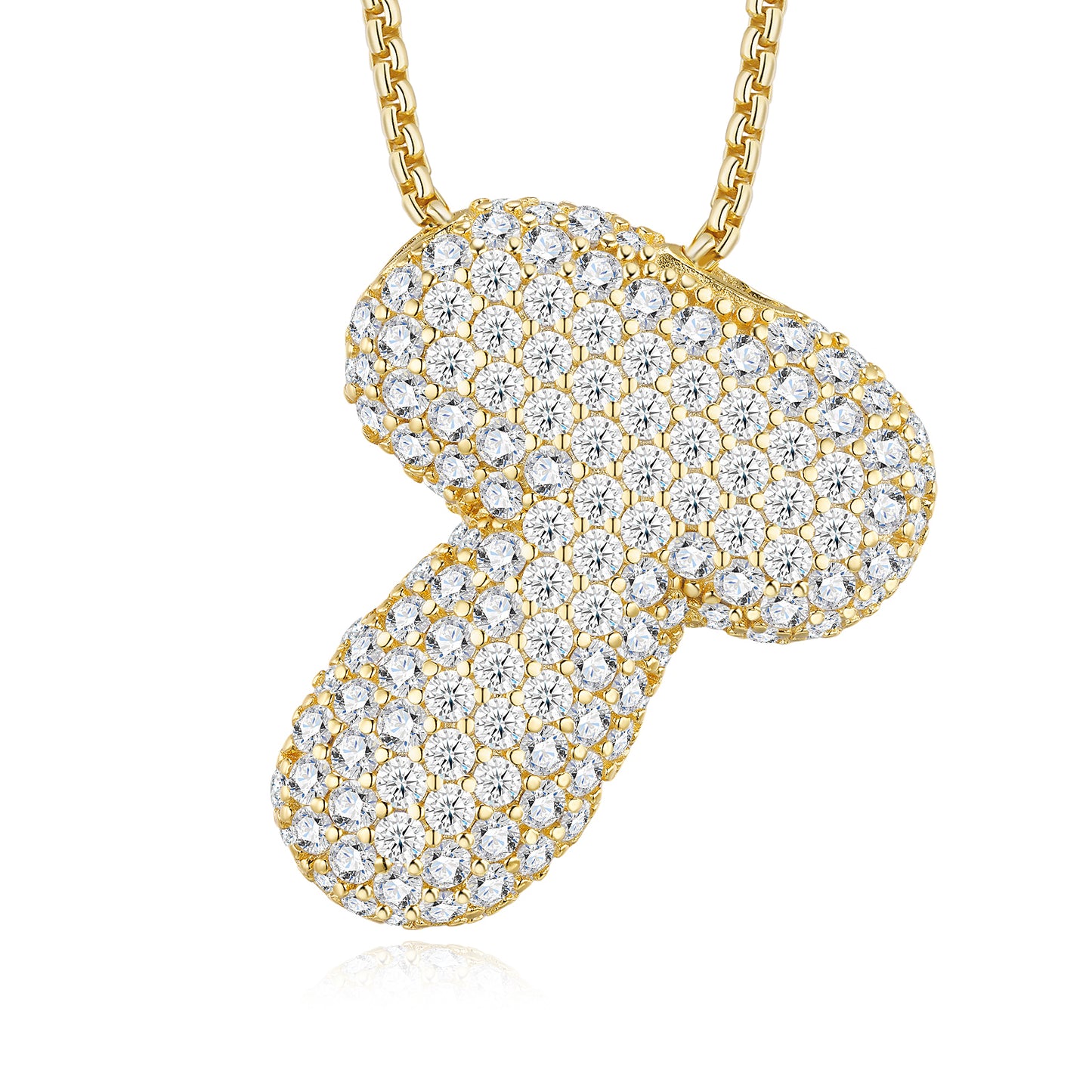 Bubble Letter Initial Necklace 12.54g – S925 Gold, Moissanite A-Z