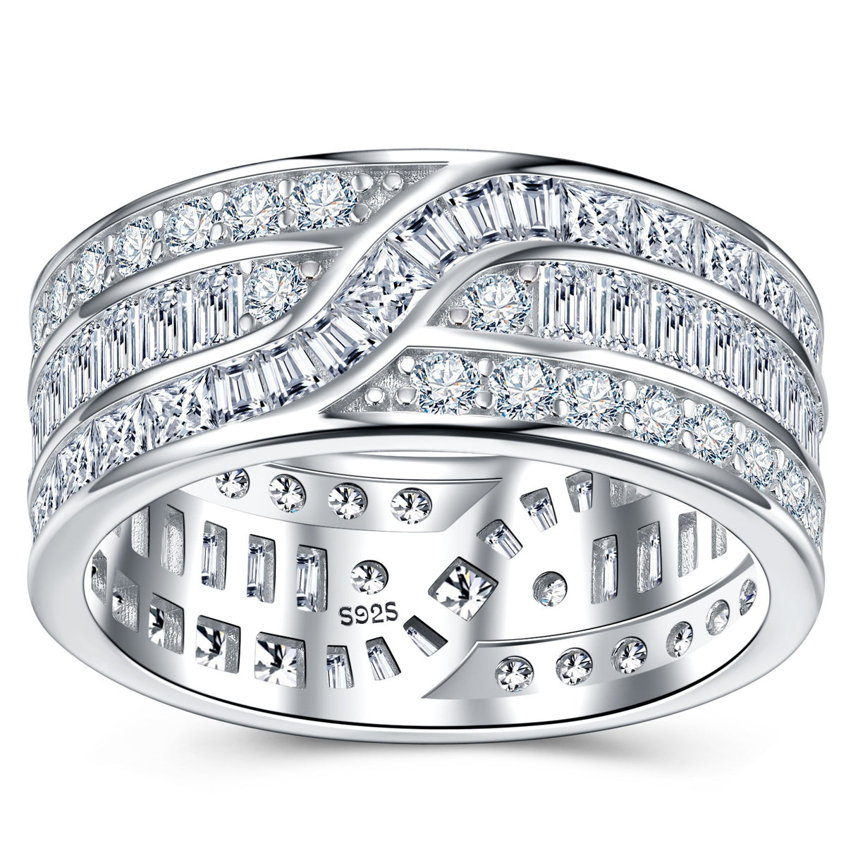 Wide mixed-cut pave-style eternity ring — supplier detail view 2