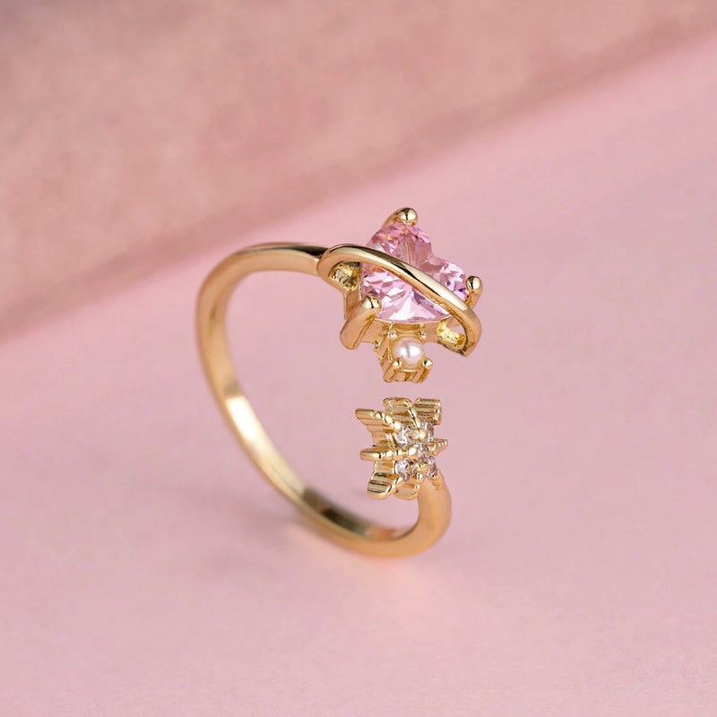 Sweet Heart Pearl Ring – Elegant Band – view 4