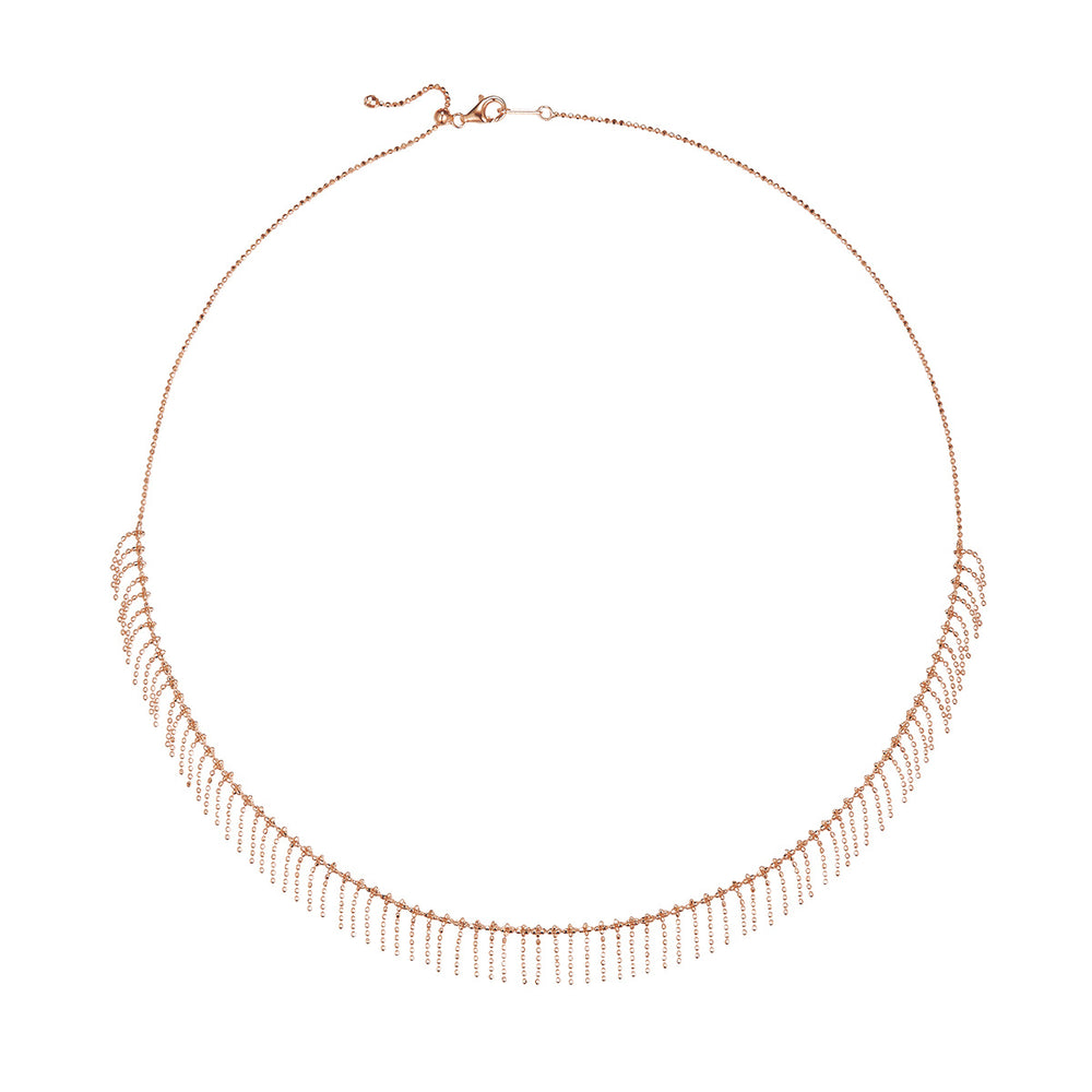 Beaded tassel adjustable necklace in plated finish – view 3