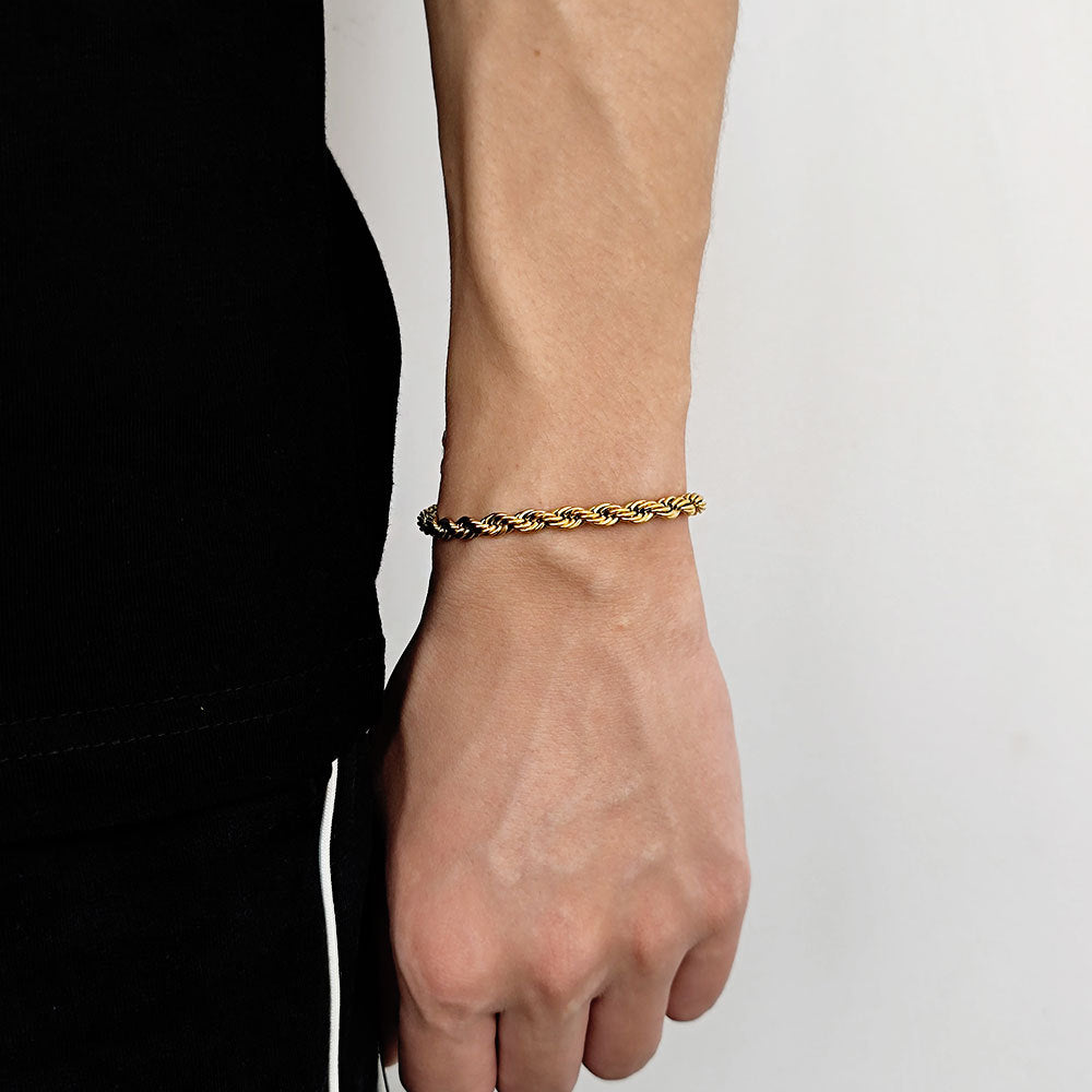 Fashion 18K Gold Button Chain Stainless Steel Twist Bracelet For Men – view 9