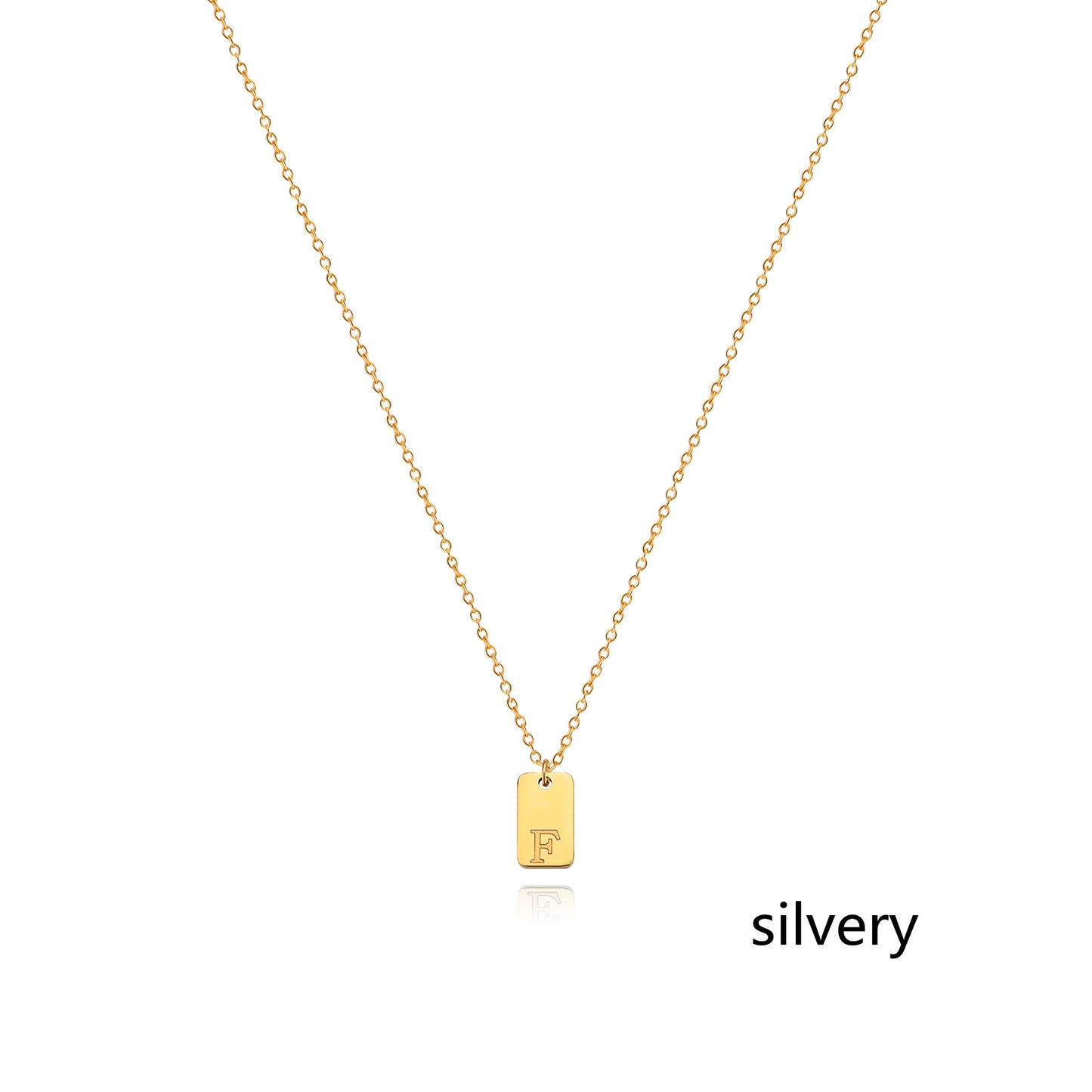 Stainless Steel Simple 26 Letter Tag Pendant Necklace – view 33