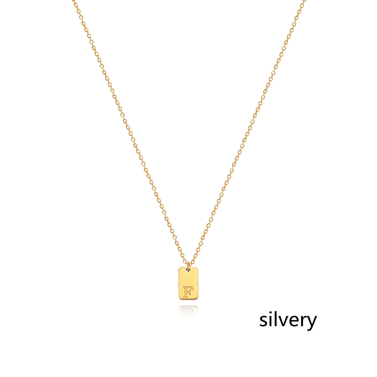 Stainless Steel Simple 26 Letter Tag Pendant Necklace – view 33