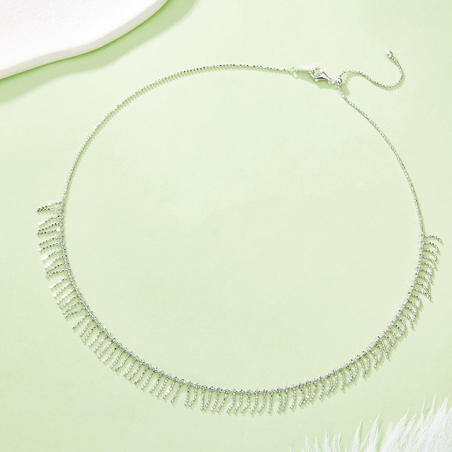 Beaded tassel adjustable necklace in plated finish – view 6