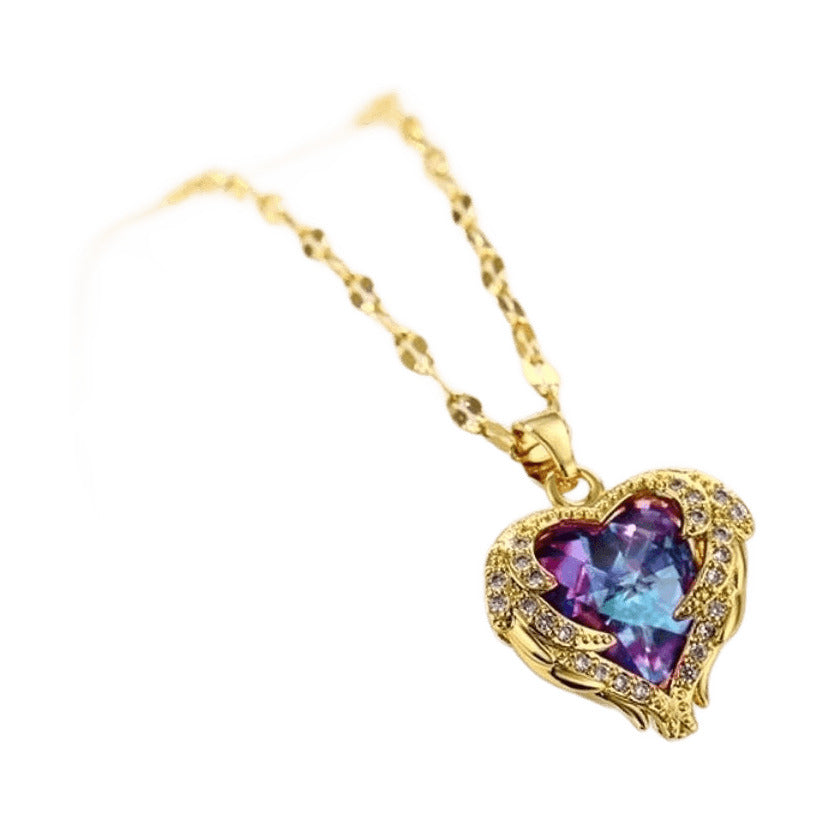 Colourful Ocean Heart Pendant Necklace