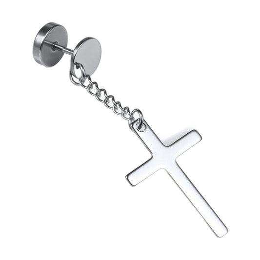Cross Disc Stud Earring – Stainless Steel
