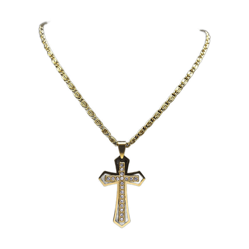 Crystal Pendant Chain Necklace – Stainless Steel