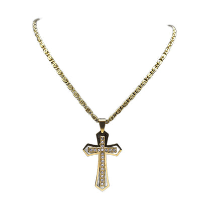 Crystal Pendant Chain Necklace – Stainless Steel