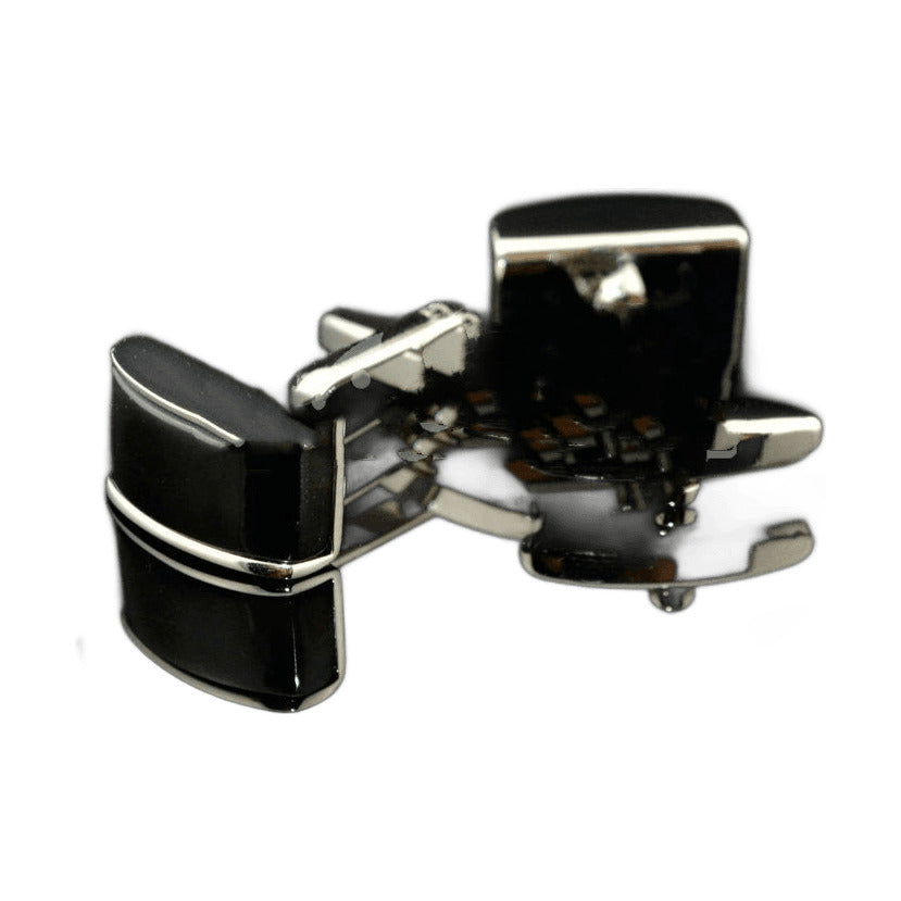 Curved Black Agate Cufflinks – 18 mm