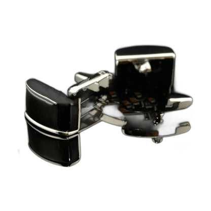Curved Black Agate Cufflinks – 18 mm