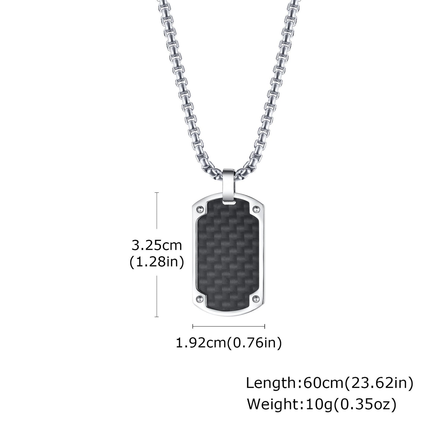 Mens Titanium Steel Carbon Fiber Military Dog Tag Blank Pendant Necklace – view 3