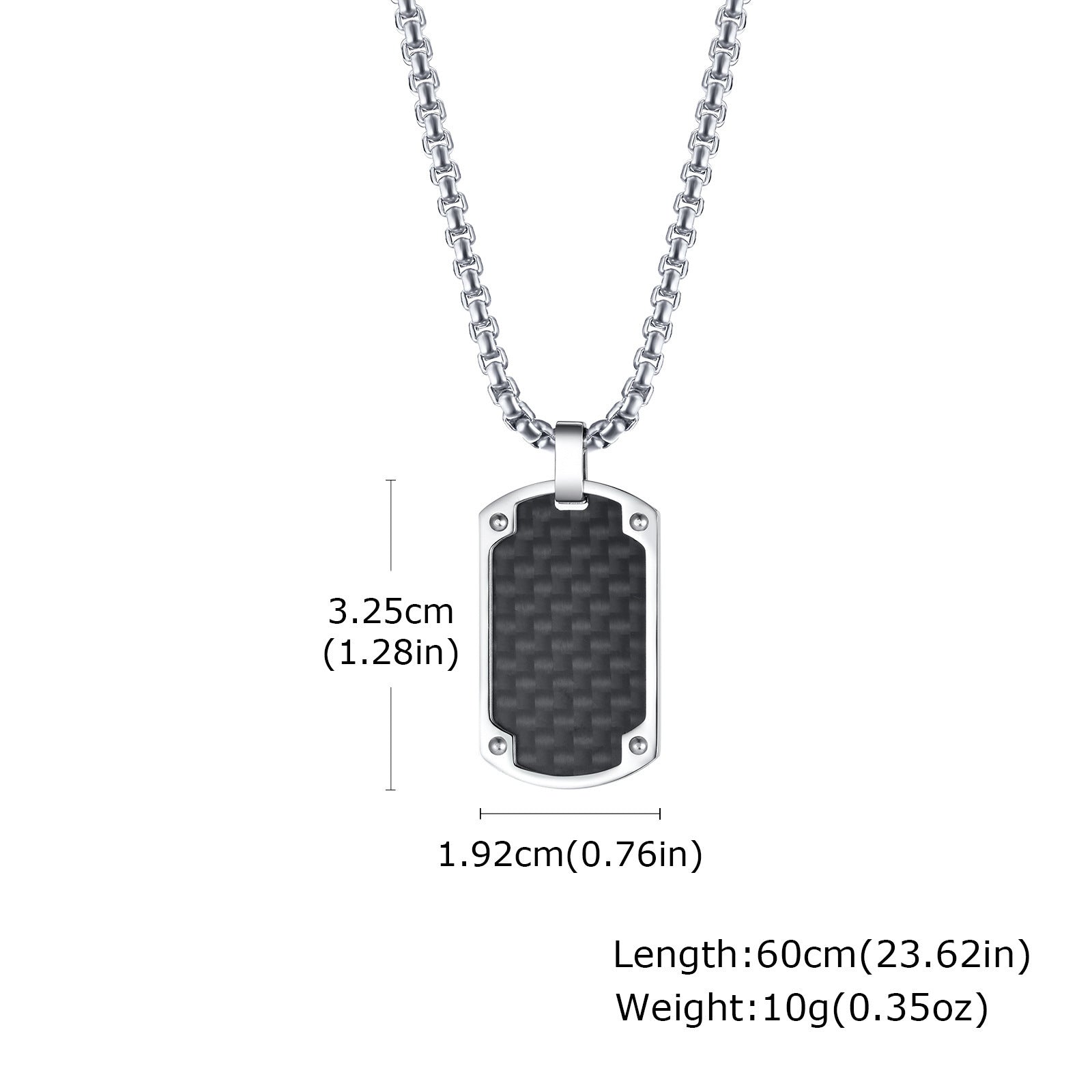 Mens Titanium Steel Carbon Fiber Military Dog Tag Blank Pendant Necklace – view 3
