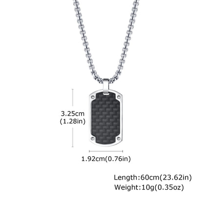 Mens Titanium Steel Carbon Fiber Military Dog Tag Blank Pendant Necklace – view 3