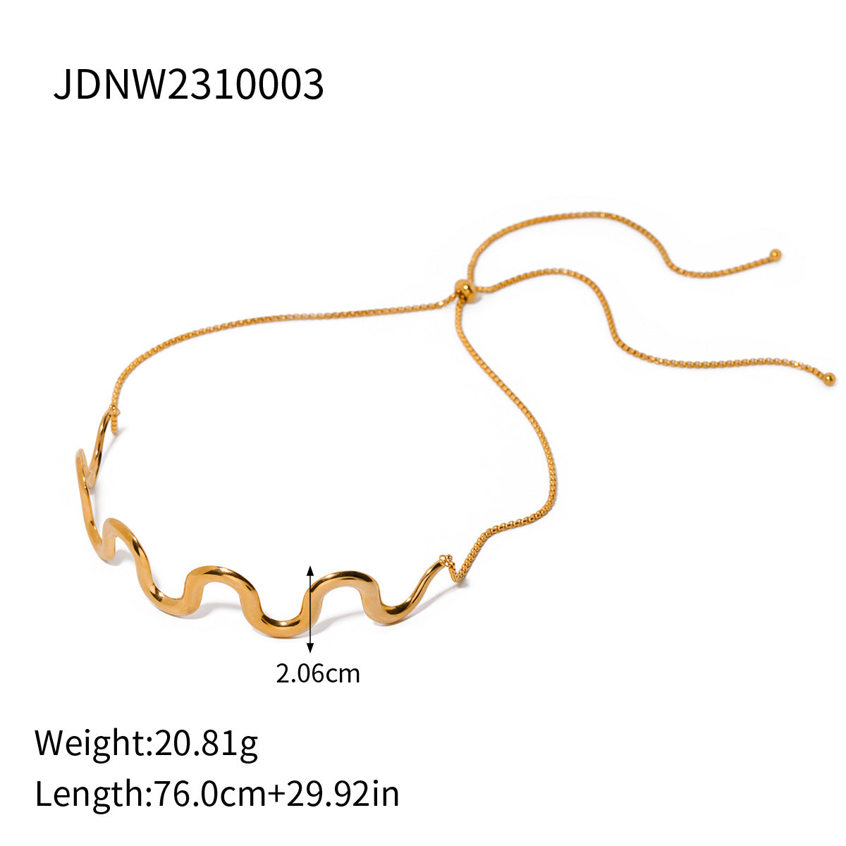 18K Gold Stainless Steel Wave Pull-out Necklace – view 9