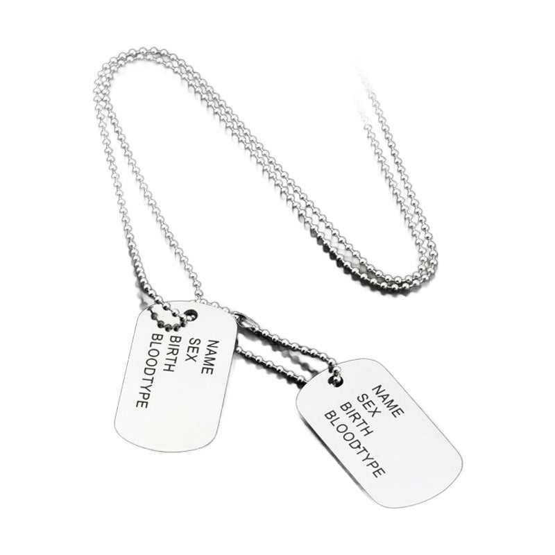 Dog Tag Pendant Necklace – Silver Tone | AURYN