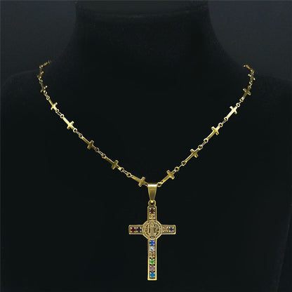 Cross Stainless Steel Gold Pendant Necklace – view 3