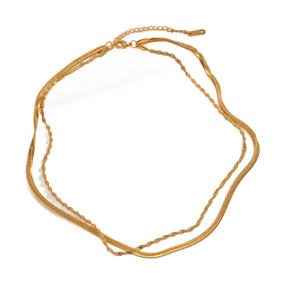 Double Twisted Chain Necklace – Gold-Tone Stainless Steel