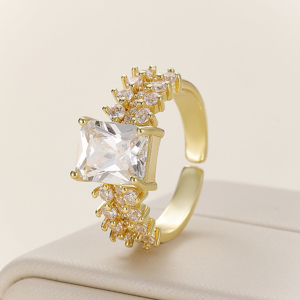 Fashionable Open-ended Zircon Ring For Women – view 6