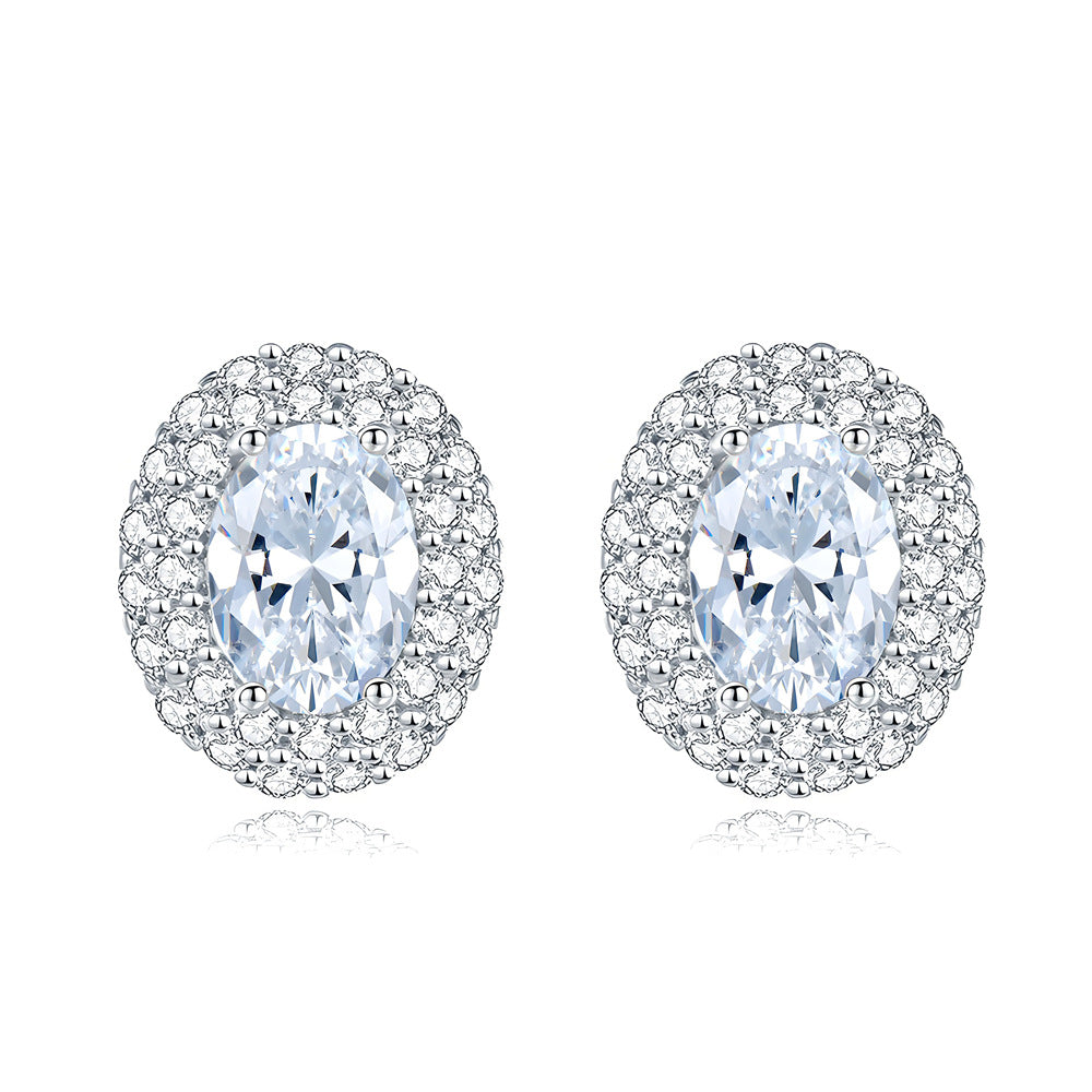 Micro Pave Oval Stud Earrings – S925 Sterling Silver – view 5