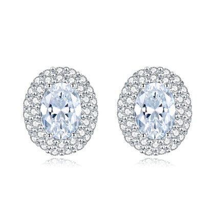 Micro Pave Oval Stud Earrings – S925 Sterling Silver – view 5