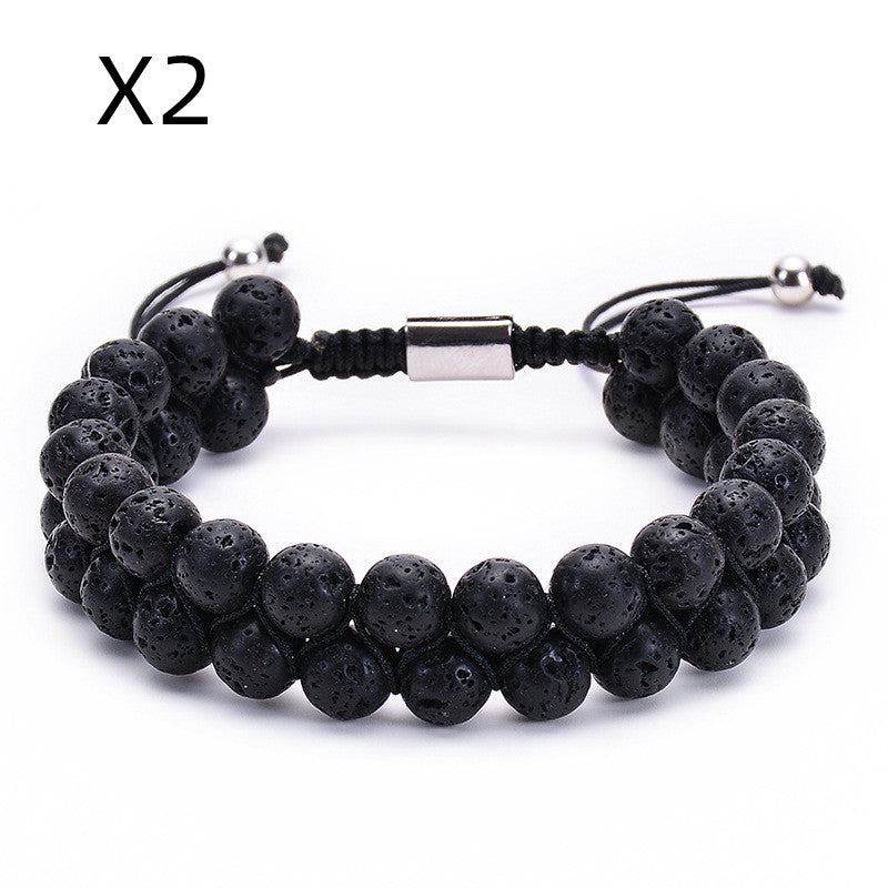 Natural Tiger Eye Stone Lava Lava Stone Double Row Bracelet – view 8