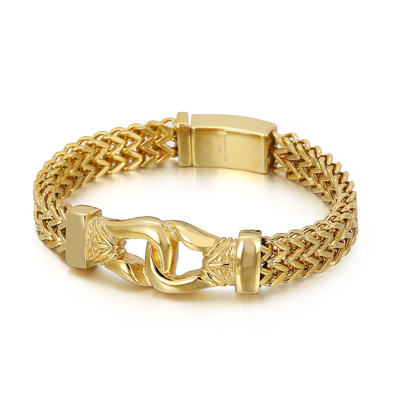 Mesh Link Chain Men's Bracelet – Gold Stainless Steel – view 4