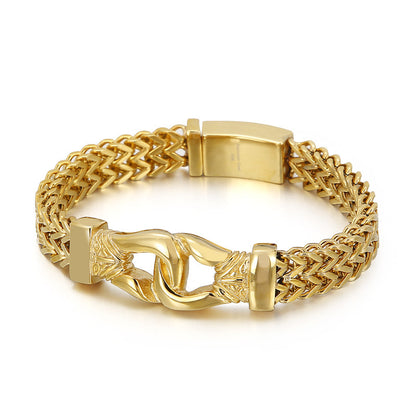 Mesh Link Chain Men's Bracelet – Gold Stainless Steel – view 4