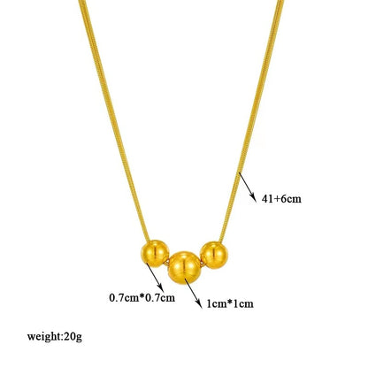 18K Gold Titanium Steel Metal Ball Necklace Vintage – view 7