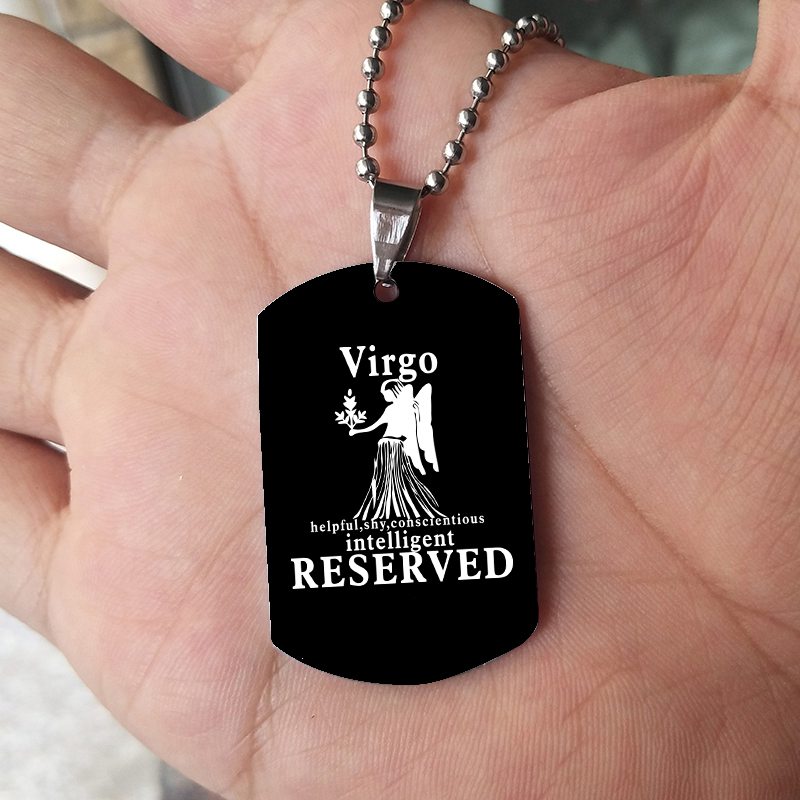 12 Constellation Black Stainless Steel Pendant Dog Army Tag Necklace – view 11