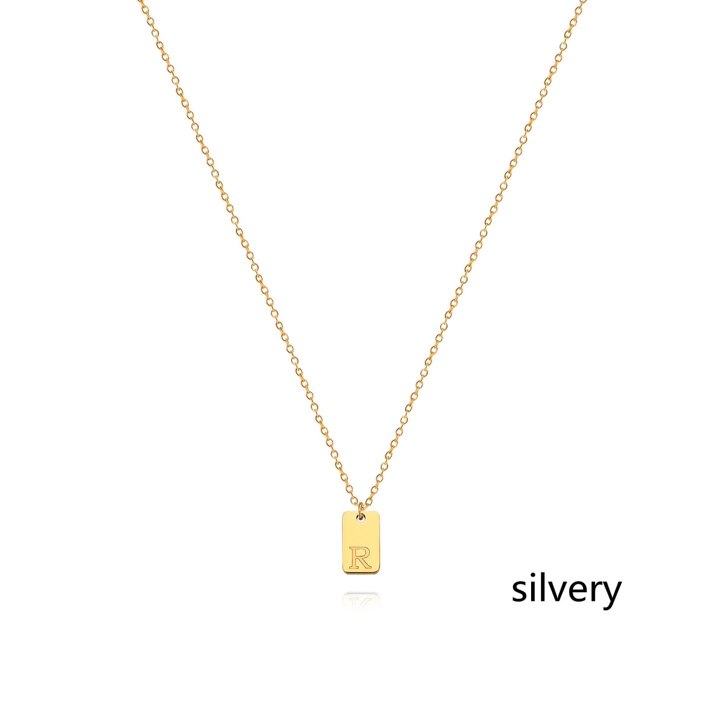 Stainless Steel Simple 26 Letter Tag Pendant Necklace – view 45