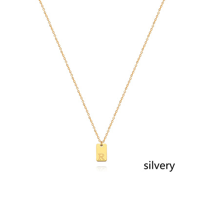 Stainless Steel Simple 26 Letter Tag Pendant Necklace – view 45