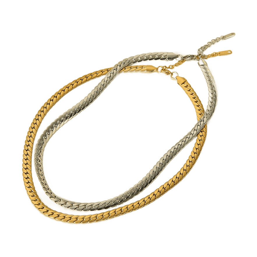 Flat Curb Chain Necklace – Gold or Silver
