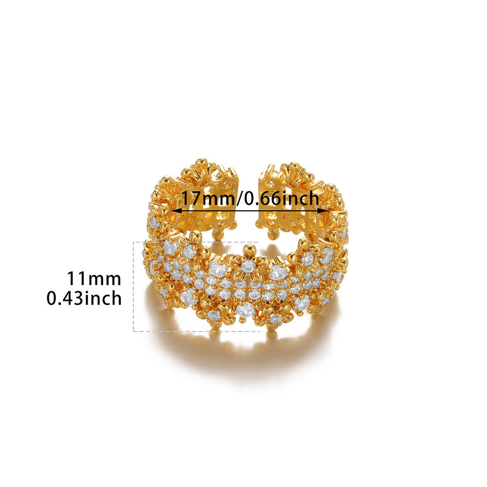 Heart & Evil Eye Open Ring – Micro Pave Zircon