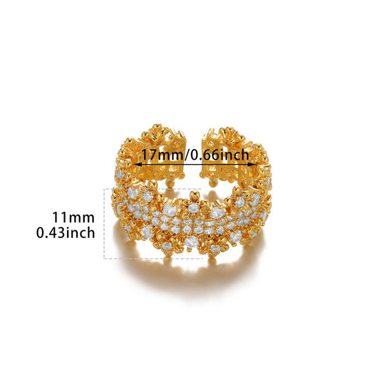 Heart & Evil Eye Open Ring – Micro Pave Zircon